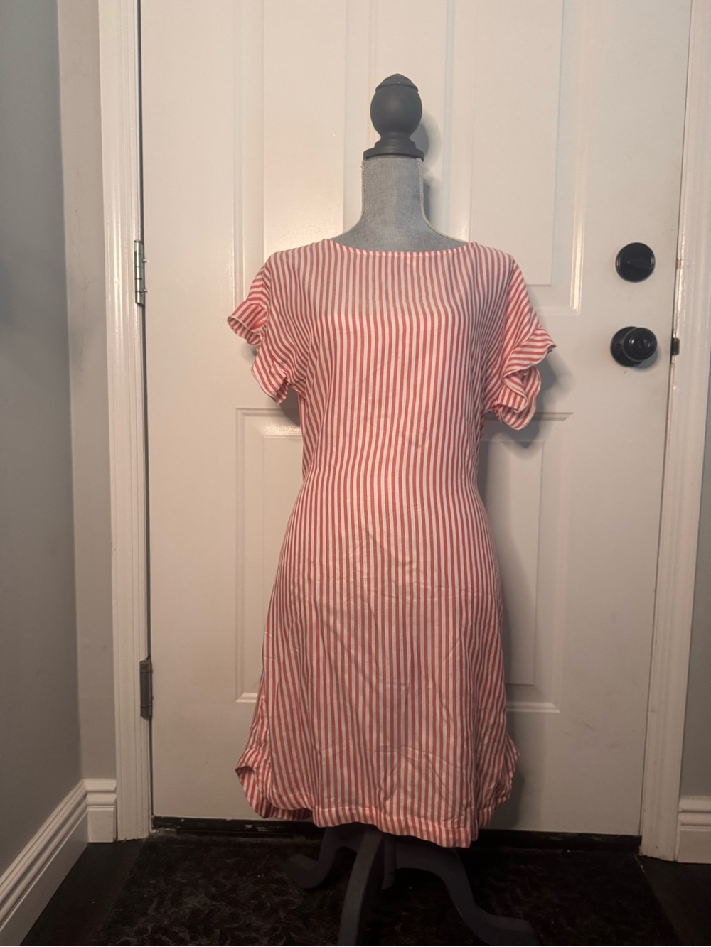 beachlunchlounge Pink and White Striped Midi Dress